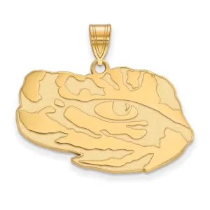Sterling Silver Gold-plated Louisiana State University Tiger Eye Large Pendant