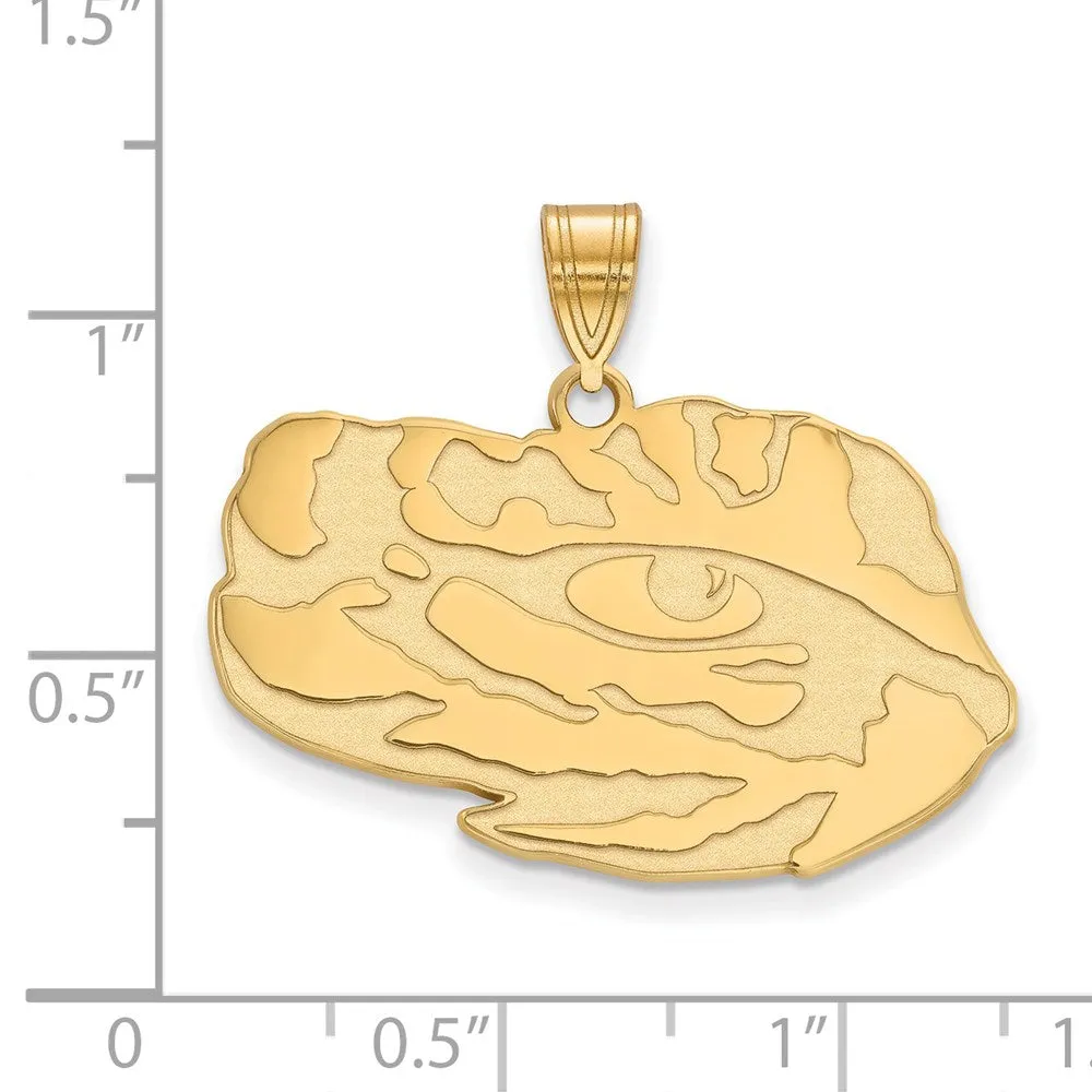 Sterling Silver Gold-plated Louisiana State University Tiger Eye Large Pendant