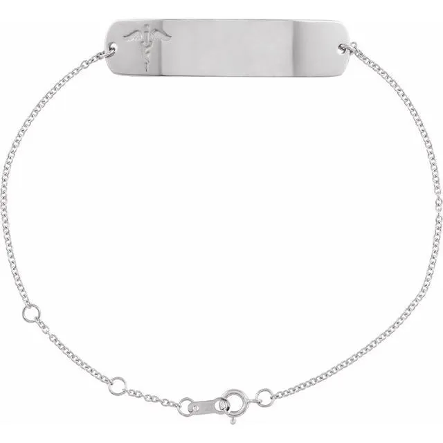 Sterling Silver Medical Identification 6 1/2-7 1/2" Bracelet