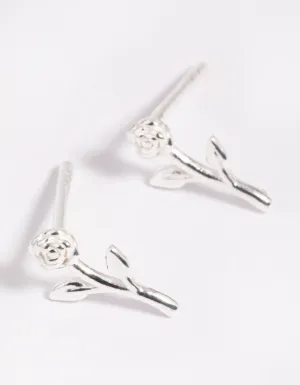 Sterling Silver Rose Stud Earrings