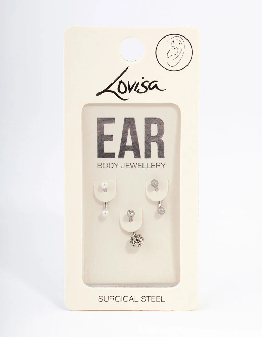Surgical Steel Rose & Faux Pearl Barbell Pack