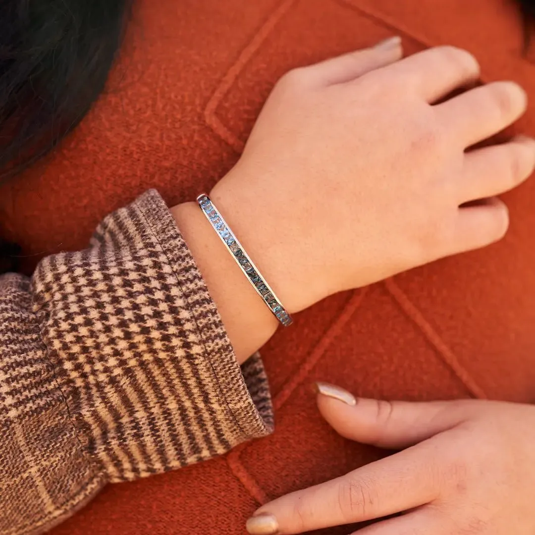 Swiss to London Blue Topaz Gradient Bangle Bracelet