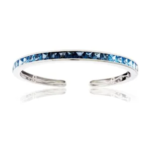 Swiss to London Blue Topaz Gradient Bangle Bracelet