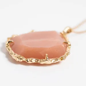 Trapezoid Necklace in Peach Moonstone