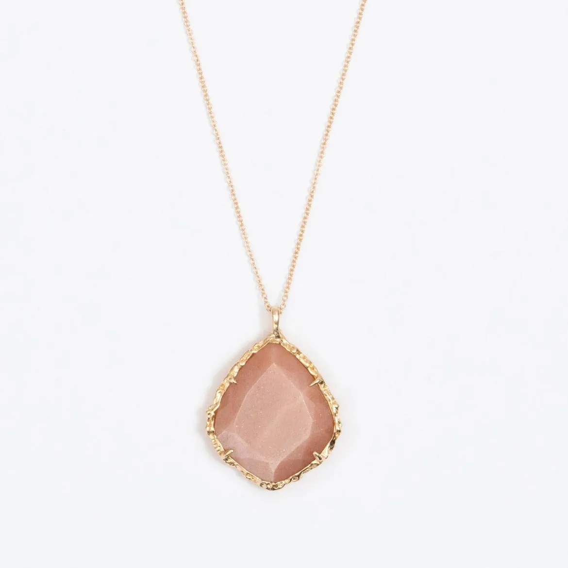 Trapezoid Necklace in Peach Moonstone