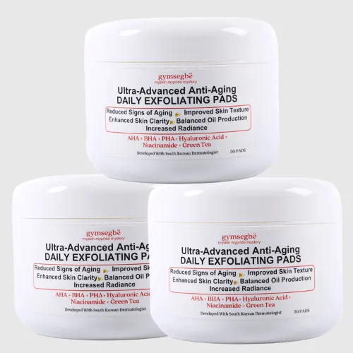 Ultra-Advanced Anti-Aging Daily Resurfacing Pads AHA   BHA   PHA  Hyaluronic Acid   Niacinamide   Green Tea - 3 Pack