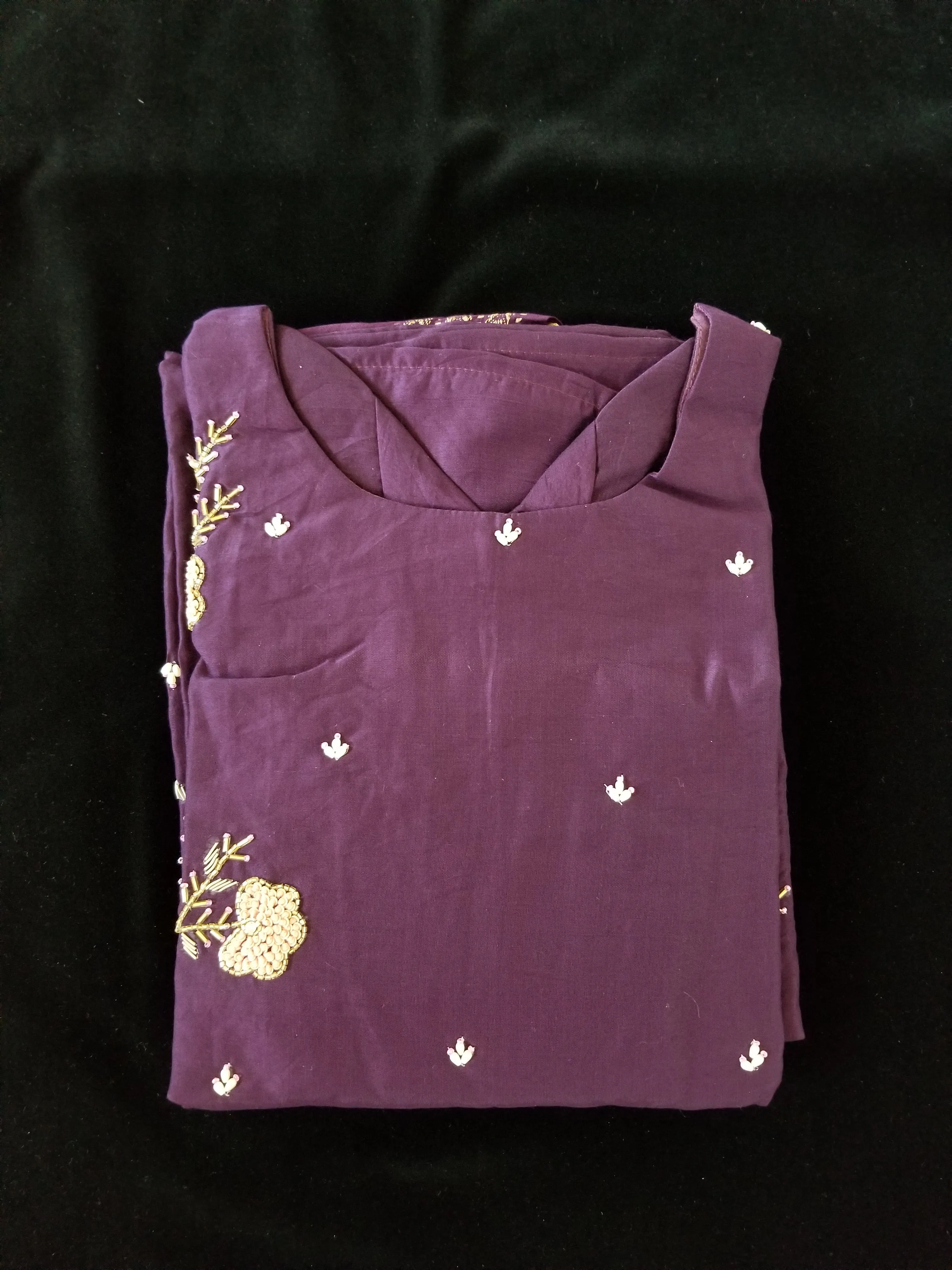 Varsha - NY 1 -Purple pearl work kurti set XXL