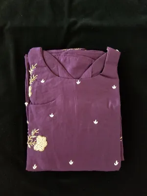 Varsha - NY 1 -Purple pearl work kurti set XXL