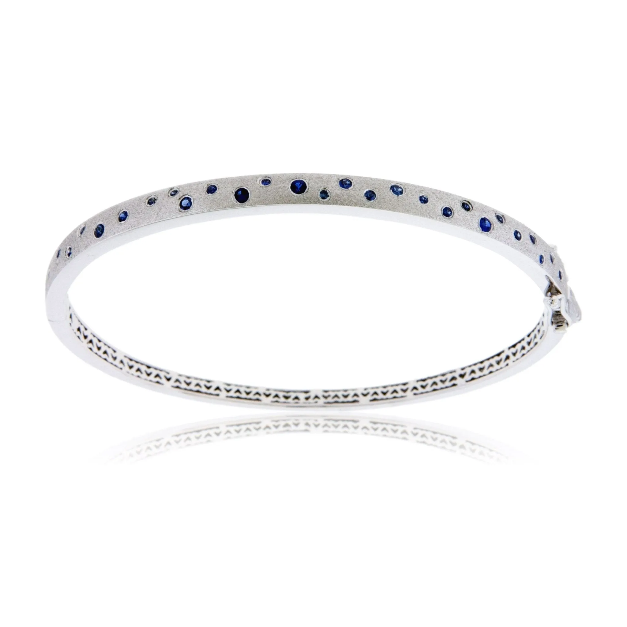 White Gold Satin Finish Flush Set Sapphire Bracelet
