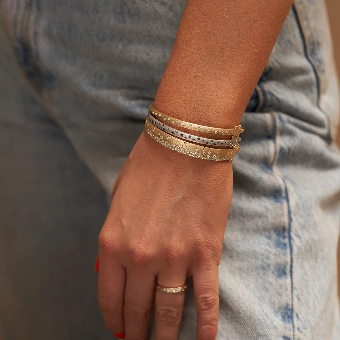 White Gold Satin Finish Flush Set Sapphire Bracelet
