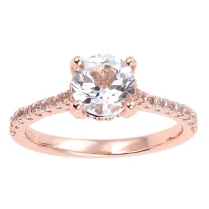 White Topaz Pave Engagement Ring in Rose Gold