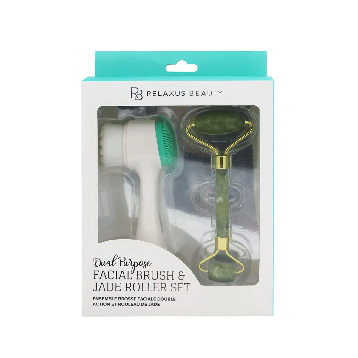 Wholesale Dual Purpose Facial Brush and Jade Roller Set